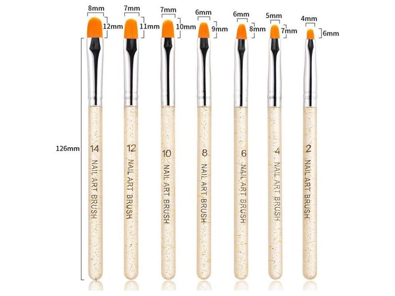 Aoshang 7Pcs Uv Gel Nail Brush, Poly Extension Gel Brush, Nail Art Tips Builder Painting Pen Set(No.2/4/6/8/10/12/14) - Image 2